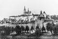 Prague Castle, seat of the President, and Straka Academy, seat of the Government, Prague, Czech Republic. Evening