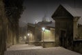 Prague Castle Stairway Leading to The Old Town of Prague in Winter Night Royalty Free Stock Photo