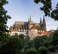 Prague Castle at sunset, rear view, square comp