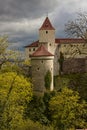 Prague Castle walls and Mihulka powder tower, Royal gardens, Czech Republic Royalty Free Stock Photo