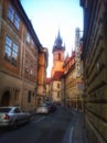 Prague Cathedral Tower Street Scene