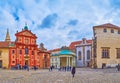 Panorama with St George Basilica, Rozmbersky Palace and All Saints church, Prague, Czech Republic