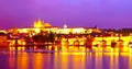 Prague centre panorama at night Royalty Free Stock Photo