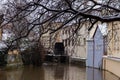 Prague - Certovka river. Channel between Kampa island and Mala strana in Czech Republic. Winter. Snow