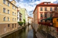 Czech Republic, Prague, Certovka river, Devil`s Channel, also called Little Prague Venice between Kampa island and Mala
