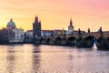 Prague, Charles Bridge (Karluv Most) in the morning, the most be