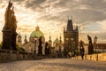 Prague Charles bridge sunrise Royalty Free Stock Photo