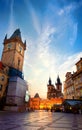 Prague chimes and Tynsky temple Royalty Free Stock Photo