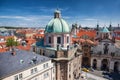 Prague with churches in Czech Republic