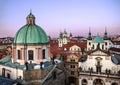 Prague churchs and old town panorama, Czech Republic