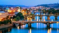 Prague city, bridges over Vltava river, Czech Republic Royalty Free Stock Photo