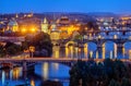 Prague city, bridges over Vltava river, Czech Republic Royalty Free Stock Photo