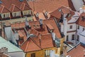 Prague city house roof view Royalty Free Stock Photo