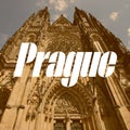 Prague city name typography postcard Royalty Free Stock Photo