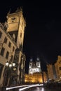 Prague City. Old Town Square, Astronomical Clock and Church of Our Lady before Tyn Royalty Free Stock Photo