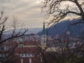 Prague city panorama View on old town from old castle steps with Royalty Free Stock Photo