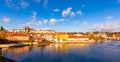 Prague city scape panoramatic view of Prague castle Hradcany in local speak. Near Charles bridge over the Vltava river. Prague Royalty Free Stock Photo