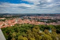 Prague city skyline high view from Petrin tower