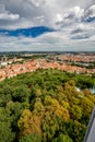 Prague city skyline high view from Petrin tower