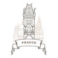 Prague city skyline - Powder Tower in Prague Royalty Free Stock Photo