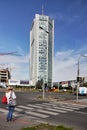 Prague City Skyscraper, Crosswalk Royalty Free Stock Photo