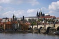 Prague city view with Vltava river Royalty Free Stock Photo