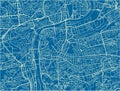 Blue and White vector city map of Prague. Royalty Free Stock Photo