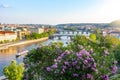 Prague cityscape and bridges over Vltava river at sunset, Czech Republic Royalty Free Stock Photo