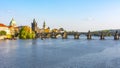 Prague cityscape and Charles bridge over Vltava river, Czech Republic Royalty Free Stock Photo