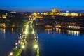 Prague cityscape with Charles bridge, Vltava river and Prague castle at night, Czech Republic Royalty Free Stock Photo