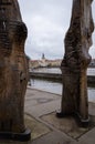 Prague cityscape of the old town and the Moldava river in a cloudy day, Prague, Czech Republic