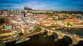 Prague Cityscape, Panorama Aerial view of Prague castle and Charles Bridge Karluv Most Royalty Free Stock Photo