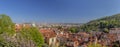 Prague cityscape panorama with red roofs