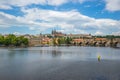 Prague cityscape skyline with Vltava River in Prague city, Czech Republic