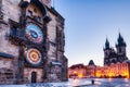 Prague Clock Tower on Old Town Square at Sunrise