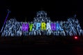 The very first video mapping celebrating the new year projected on the building of the Narodni muzeum National Museum in Prague