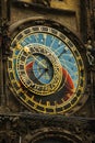 Prague. Czech. 10.05.2019: Prague Astronomical Clock in the Old Town of Prague. Beautiful, colorful, with arrows. The concept of