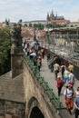 2009.05.08, Prague, Czech. Bridge view of Prague. Tourists walking around Prague. Charles Bridge view close up. Royalty Free Stock Photo