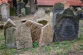 Prague ancient jewish cemetery showing memorial stones