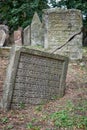 Prague ancient jewish cemetery showing memorial stones