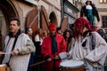 Prague, Czech Republic, 30 April 2023: Carodejnice festival or Walpurgis night, witch effigy is being carried to bonfire it will Royalty Free Stock Photo