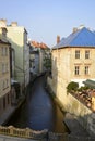 Chertovka river in Prague Mala Strana. View from bridge