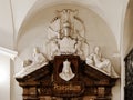 Prague, Czech Republic - April 1, 2022: Close-up entrance to the old praesidium inside Old Town Hall or Staromestska