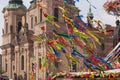 PRAGUE, CZECH REPUBLIC - APRIL 21, 2017: Colorful easter decoration at the Old Town Square