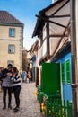 Tourists at Golden Lane an street situated in Prague Castle originally built in the 16th century to house castle guards