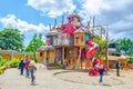 PRAGUE, CZECH REPUBLIC, APRIL 25, 2015: view of children playing on a giant plaground inside of the indonesian jungle