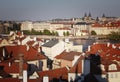 Prague, Czech Republic, April 22, 2019 - View of Prague from a height. Roofs of Prague