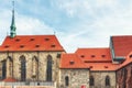View of old buildings of monastery of Saint Agnes from Na Fratisku place on Dvorakovo embankment in Old Town of Prague, Czech Rep