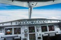 Airplane cockpit inside of civil aircraft