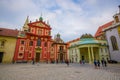 Prague, Czech Republic - 13 August, 2015: City square located around St. Vitus cathedral. beautiful building in front